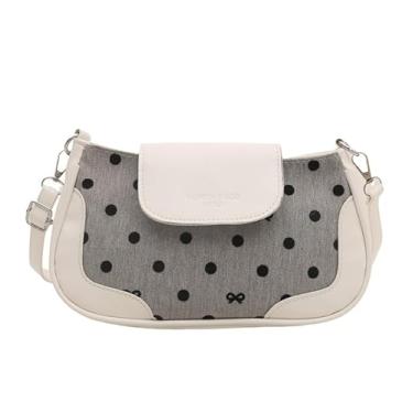 Imagem de Bolsa tiracolo de bolinhas feminina bolsa de ombro axilas estilo doce moda primavera pequena bolsa 2025, Branco, Medium, Mochila casual