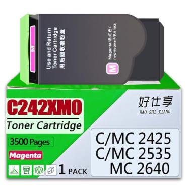 Imagem de Toner C232XM0 compatível com impressoras Lexmark C2425 MC2425 C2535 MC2535 MC2640, substituição para impressoras C232XK0 C232XC0 C232XM0 C232XY0 (Magenta-3500 páginas)