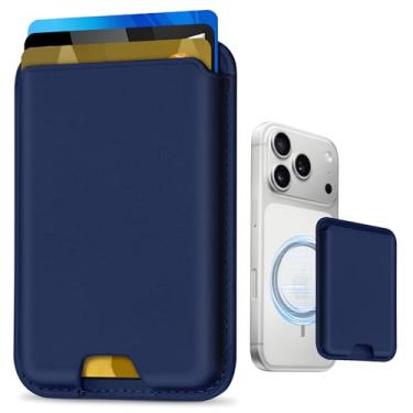 Imagem de Ababuli Porta-cartões de celular, carteira de couro fina magnética para iPhone Series 17/16/15/14/13/12 Pro/Promax e para Magsafe, capa magnética com bloqueio de RFID, suporte de cartão de crédito