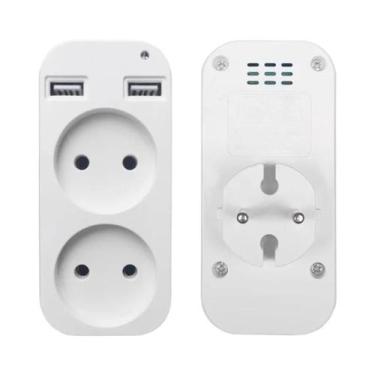 Imagem de Adaptador Universal De Tomada Dupla USB Para Alemanha, França E Rússia