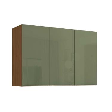 Imagem de Armário Aéreo p/ Cozinha Vibra T648 c/ 3 Portas 120cm Canela/Verde Pistache Lacca - Kappesberg