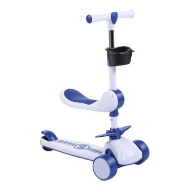 Imagem de Depisuta Patinete infantil dobrável com 3 rodas e luzes de LED, guidão com altura ajustável, para crianças de 2 a 8 anos (meninos e meninas) e até 50 kg. (BLUE)