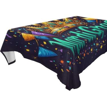 Imagem de Blueangle Toalha de mesa com coroa de carnaval – Toalha de mesa quadrada de poliéster impermeável e resistente a manchas para ambientes internos e externos, 137 x 137 cm (415)