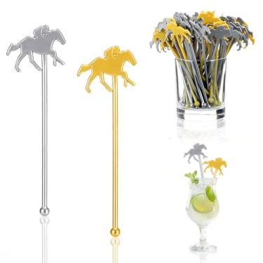 Imagem de Sunnychicc 60 peças de mexedores de bebidas Derby de 15 cm para coquetéis, café, reutilizável, plástico, corrida de cavalos, agitadores de bebidas para decorações de Derby, café, bebida, festa, bar