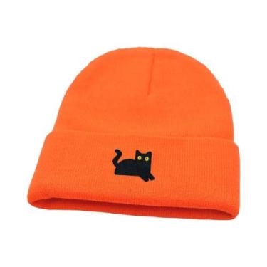 Imagem de Gorro De Malha Com Estampa De Gato Preto Para Homens E Mulheres, Quent