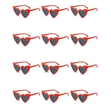 Imagem de Gafas de Sol PLULON en Forma de Corazón Rojo Vintage para Mujeres x12