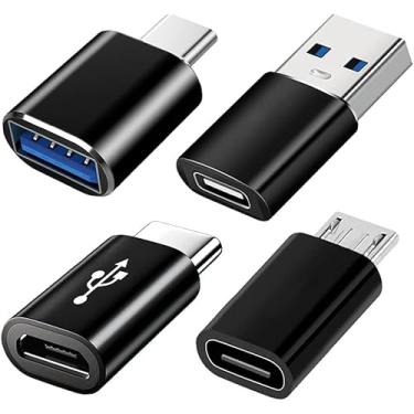 Imagem de Adaptador OTG móvel de 4 peças USB 3.0 para tipo-C compatível com telefones Android, tablets e outros dispositivos microUSB