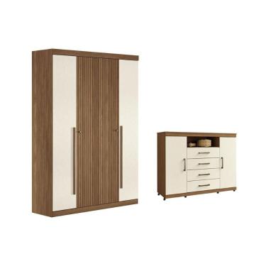 Imagem de Guarda Roupa +cômoda 2 Peças Qc338 Jatoba/areia - Santos Andirá