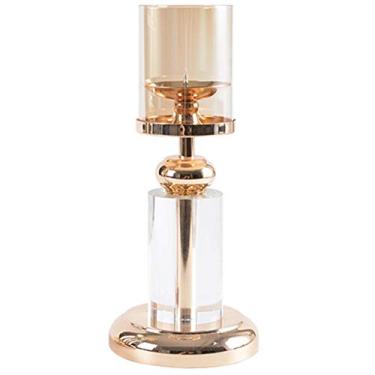 Imagem de Castiçal de liga metálica, castiçal vintage com tampa de vidro, lâmpada romântica doméstica simples, decoração de mesa romântica nórdica, para decoração de casamento em casa