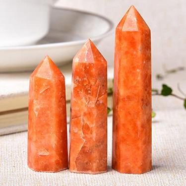 Imagem de 1 peça cristais e pedras ponto de cristal natural 6 varinhas facetadas torre de quartzo Reiki ornamento de pedra do sol presentes polidos decoração de ioga pedras naturais casa (cor: pedra do sol