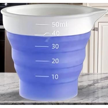 Imagem de Copos medidores de silicone para resina, copos de mistura para artesanato faça você mesmo, copo de derramamento de tinta, escala precisa antiaderente reutilizável (50 ml)