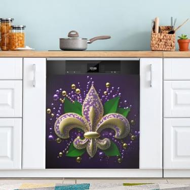 Imagem de ATTX Capa magnética para lava-louças Mardi Gras | Adesivo decorativo de eletrodomésticos de 58 x 66 cm para armários domésticos e eletrodomésticos (50)