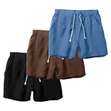 Imagem de Kit 3 Bermudas Masculinas Linho Short Moda Casual Ajuste Perfeito e Estilo-Masculino