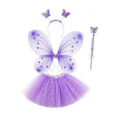 Imagem de Fantasia Borboleta Asa Fada Infantil Festa Carnaval Saia Tule - Sem Ma