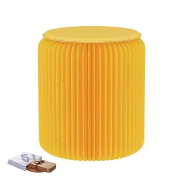Imagem de Folding Paper Stool Tamborete Dobrável Colorido Do Papel De Embalagem, Cadeira Criativa Escalável Lazer Acordeão, Usado Para Fotografar Lojas Roupas(Yellow,36x30cm/14.96x11.81in)