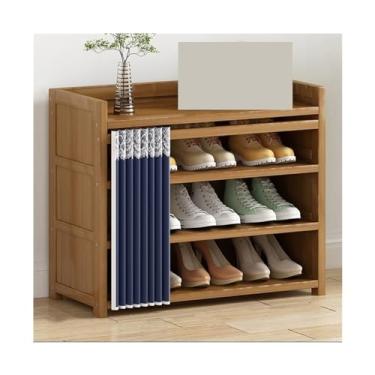 Imagem de Sapateira empilhável para entrada, organizador de sapatos com capa de tecido, prateleira de armazenamento de sapatos para corredor, armário e porta (cor: 5 camadas 50 cm) (6 camadas 8