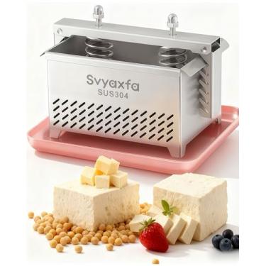 Imagem de Prensa de tofu e queijo de aço inoxidável 304 Tufu Press - Remoção rápida de água em 10 a 30 minutos - perfeita para tofu sedoso, firme ou extra firme - livre de BPA e lavável na lava-louças (GG)