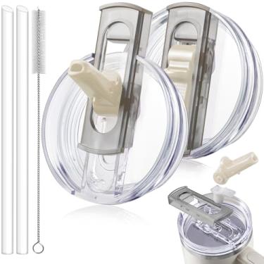 Imagem de ANTAND Pacote com 2 tampas de substituição de canudo destacável para Stanley Quencher H2.0 e ProTour, tampas à prova de vazamento à prova de vazamento para acessórios Stanley Cup 850 g, fácil de