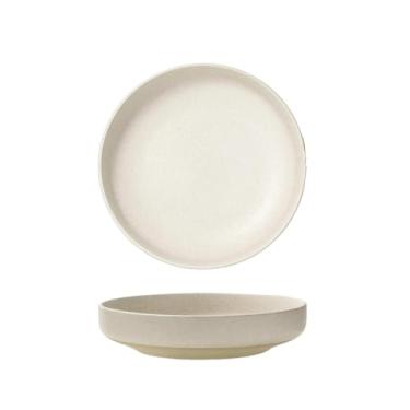 Imagem de Esmalte redondo retrô de cerâmica prato fundo para casa fresco e requintado personalidade - prato profundo branco 22 cm