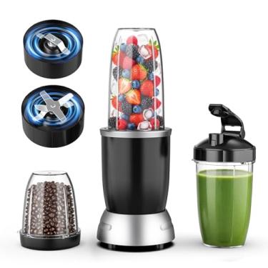 Imagem de H-Duka Liquidificador pessoal de smoothie 25.000 RPM para shakes e smoothies com copos portáteis de 1,048 g, 947 g, 652 g, liquidificadores de bancada para cozinha, trituração de gelo, bebidas