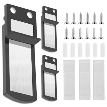 Imagem de MABCIRY Conjunto de batente magnético de porta de 3 peças, kit de rolha magnética para montagem no chão, trava de porta versátil sólida para proteger paredes, design fino e leve, fácil de usar (preto)