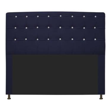 Imagem de Cabeceira Estofada Dama 195 cm King Size Com Strass Corano Azul Marinh