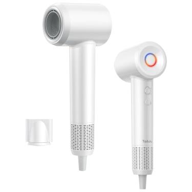 Imagem de Secador de cabelo, secador de cabelo iônico de alta velocidade 160.000 RPM portátil profissional leve com 200 milhões de íons negativos, secagem rápida, secador de cabelo silencioso com bocal para