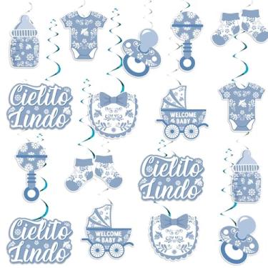 Imagem de kreat4joy 24 peças Cielito Lindo decoração de chá de bebê serpentina azul para pendurar - tema mexicano Fiesta revelação de gênero cartolina dupla face para celebrar momentos inesquecíveis com foto