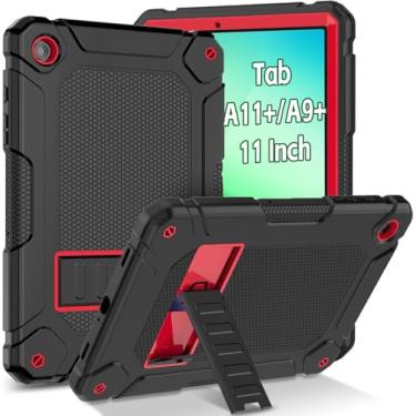 Imagem de BMOUO Capa para Samsung Galaxy Tab A9 Plus 11 polegadas 2023 (SM-X210/X216/X218), capa protetora resistente à prova de choque para Samsung Galaxy Tab A9+ Plus, preta e vermelha