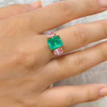 Imagem de Anel Luce dell'Amore em Ouro 18k com Cristal Fusion Verde e Rubi Franc