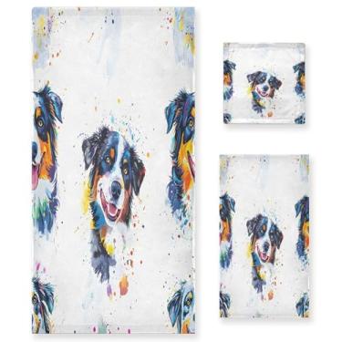 Imagem de xigua Conjunto de toalhas de banheiro Shepherd Dog absorvente macio 3 peças toalha de banho toalha de mão toalhas decorativas para banheiro, academia, hotel, praia, piscina