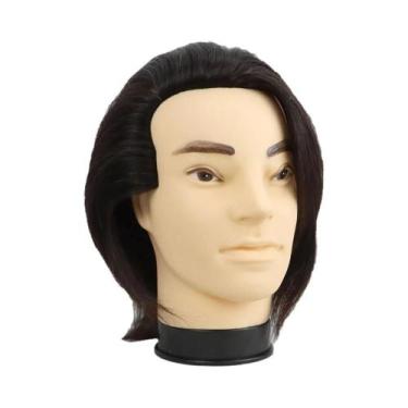 Imagem de Cabeça De Manequim Masculina Com Cabelo Humano Real E Barba Para Trein