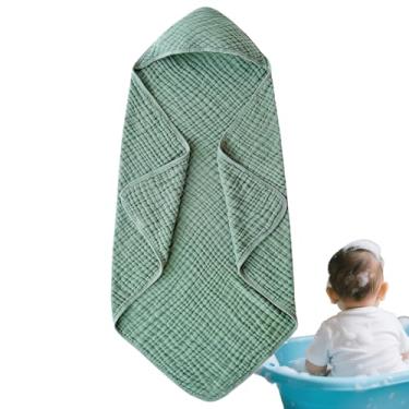 Imagem de Toalhas de bebê com capuz - Toalha de algodão de 89 x 89 cm, roupão de banho unissex de secagem rápida para 0-3 anos de idade, hora do banho, chuveiro, spa, dia, praia, viagem, casa, berçário, creche