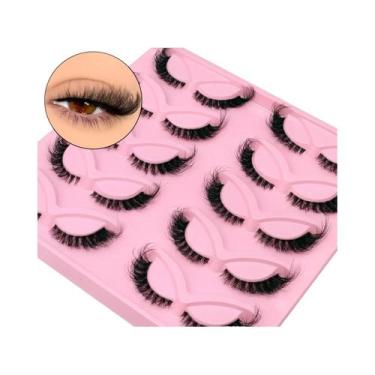 Imagem de Cílios Postiços 8D Cat Eye Faux Mink Lasvirey, Volume Fluffy, Cílios F