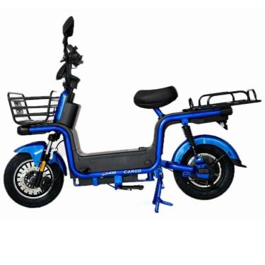 Imagem de Bicicleta Elétrica 1000W Bateria de Lítio Alarme Cargo Duos Azul