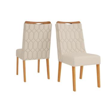 Imagem de Cadeira Sala De Jantar Bia Cedro-linho Neve - Dj Móveis