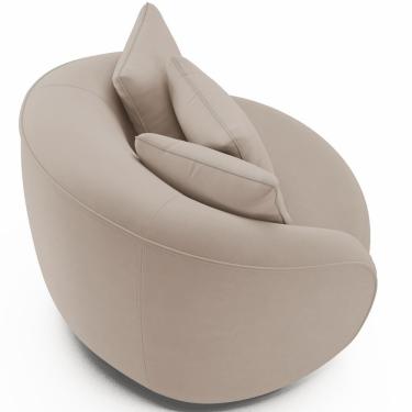 Imagem de Poltrona Decorativa Para Sala De Estar Base Giratória Witta M03 Veludo Bege - Lyam Decor