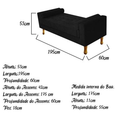Imagem de Recamier Félix King Size 195cm Preto