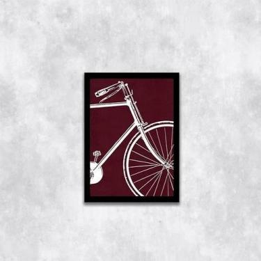 Imagem de Quadro Desenho Bicicleta Fundo Vinho 45X34Cm Com Vidro Preta - Quadros