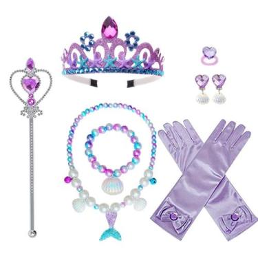 Imagem de Conjunto de acessórios Princess Mermaid Yosbabe Gloves Tiara Wand