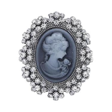 Imagem de Broche De Cabeça Feminino Com Strass E Personagem, Alfinete De Lapela 