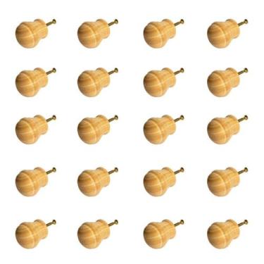 Imagem de Kit 20 Puxadores de Madeira Redondos P/ Móveis Gavetas Armários Modelo
