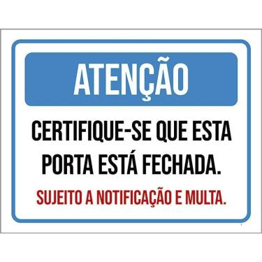 Imagem de Kit 10 Placa Acm Porta Fechada Notificação Multa 18X23