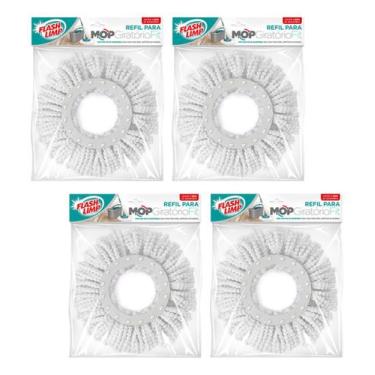 Imagem de Kit 4 Refil Esfregão Mop Giratório Fit Flash Limp Alta Absorção