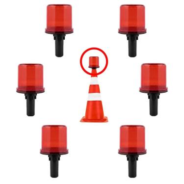 Imagem de Sinalizador Viario Solar Kit 6 Uni Estrada Cone Rodovia Transito Alerta Emergencia