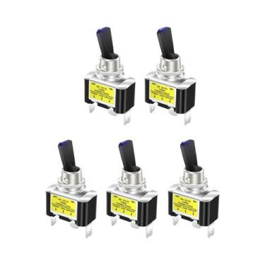 Imagem de Interruptor Gangorra Metálico Com LED Azul 12V 30A 5 Peças Reforçado S