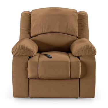Imagem de Poltrona Do Papai Reclinável Sala De Cinema Barcelona Controle Elétrico Pu Caramelo