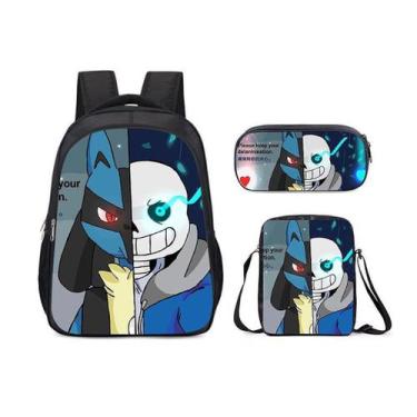Imagem de Conjunto de mochilas Undertale Sans Satchel Nylon para crianças, 3 peç