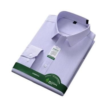 Imagem de Camisa Social Masculina Slim Fit De Manga Longa Antirrugas Branca Para
