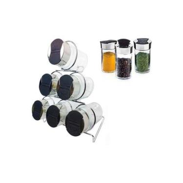 Imagem de Porta condimento em vidro e tampa cromada em plástico com 6 peças - Wi